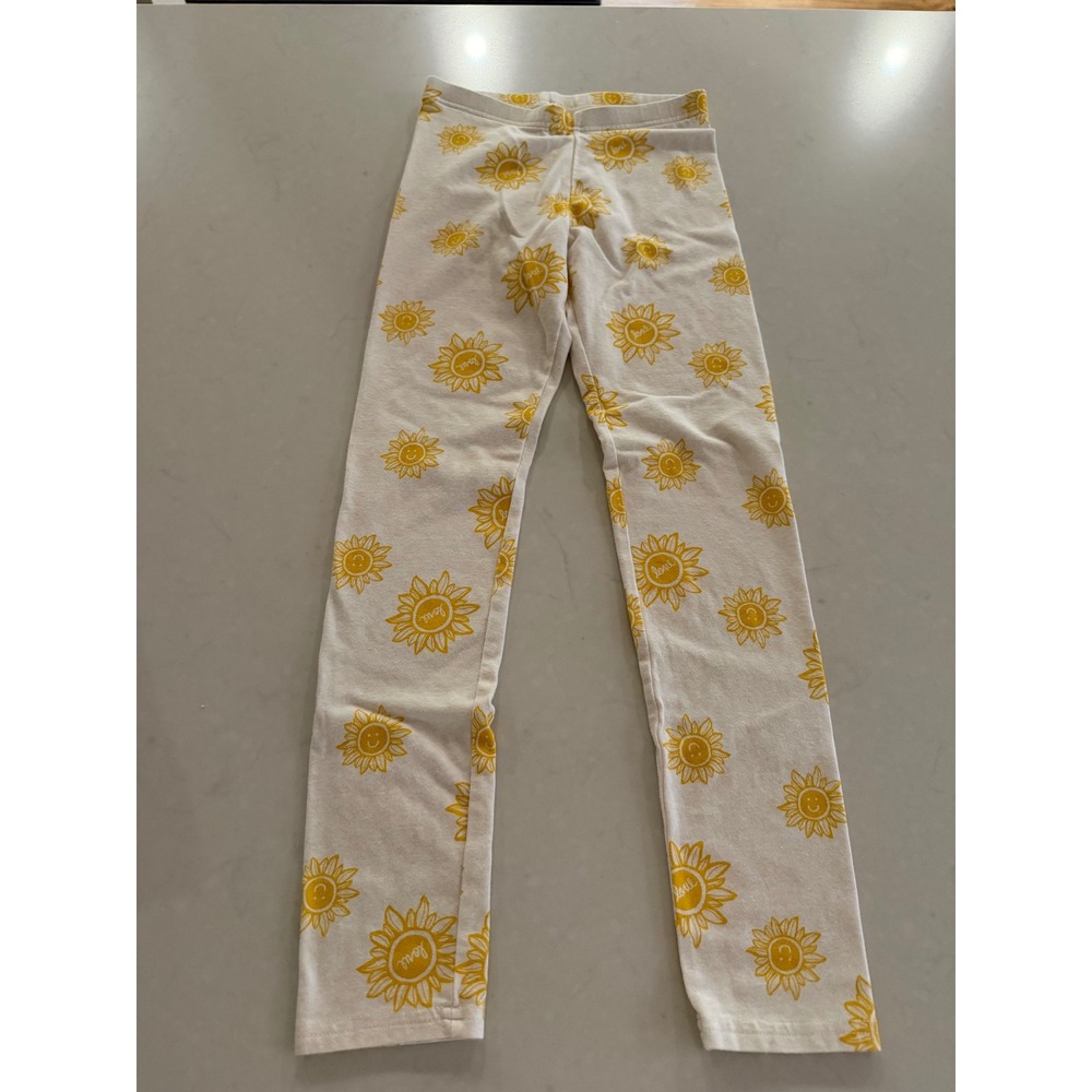 Old Navy Girls Sunflower Love Smiley Face Built-In Tough Leggings Cream Yellow L